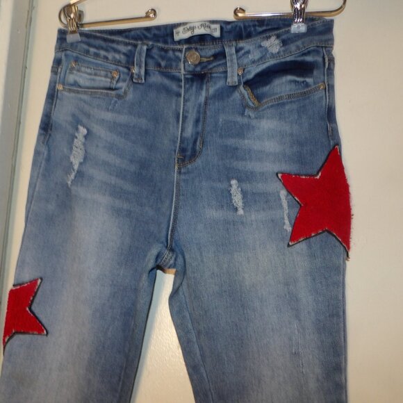 Indigo Rein Star Spangled Lightly Distressed Skinny Jeans Sz 11 - Picture 2 of 6